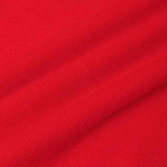 Red Women's Patchwork Fuzzy Trim Collar Fitted Long Sleeve Sweater - Picture 8 of 8